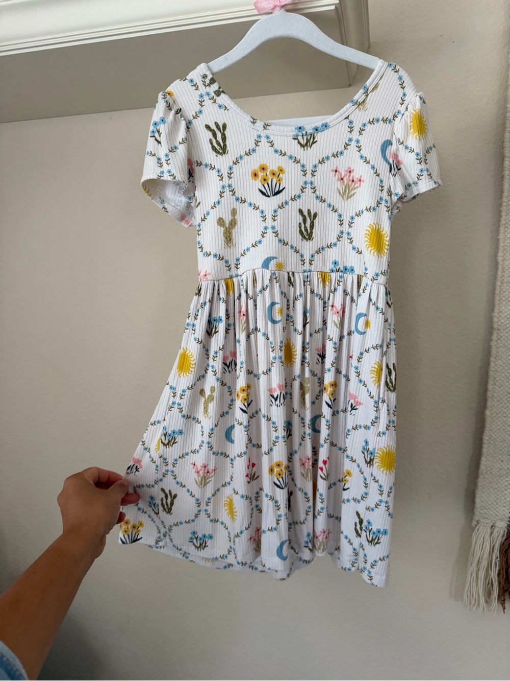 Little Sleepies White Floral & Sun Dress with Pastel Accents